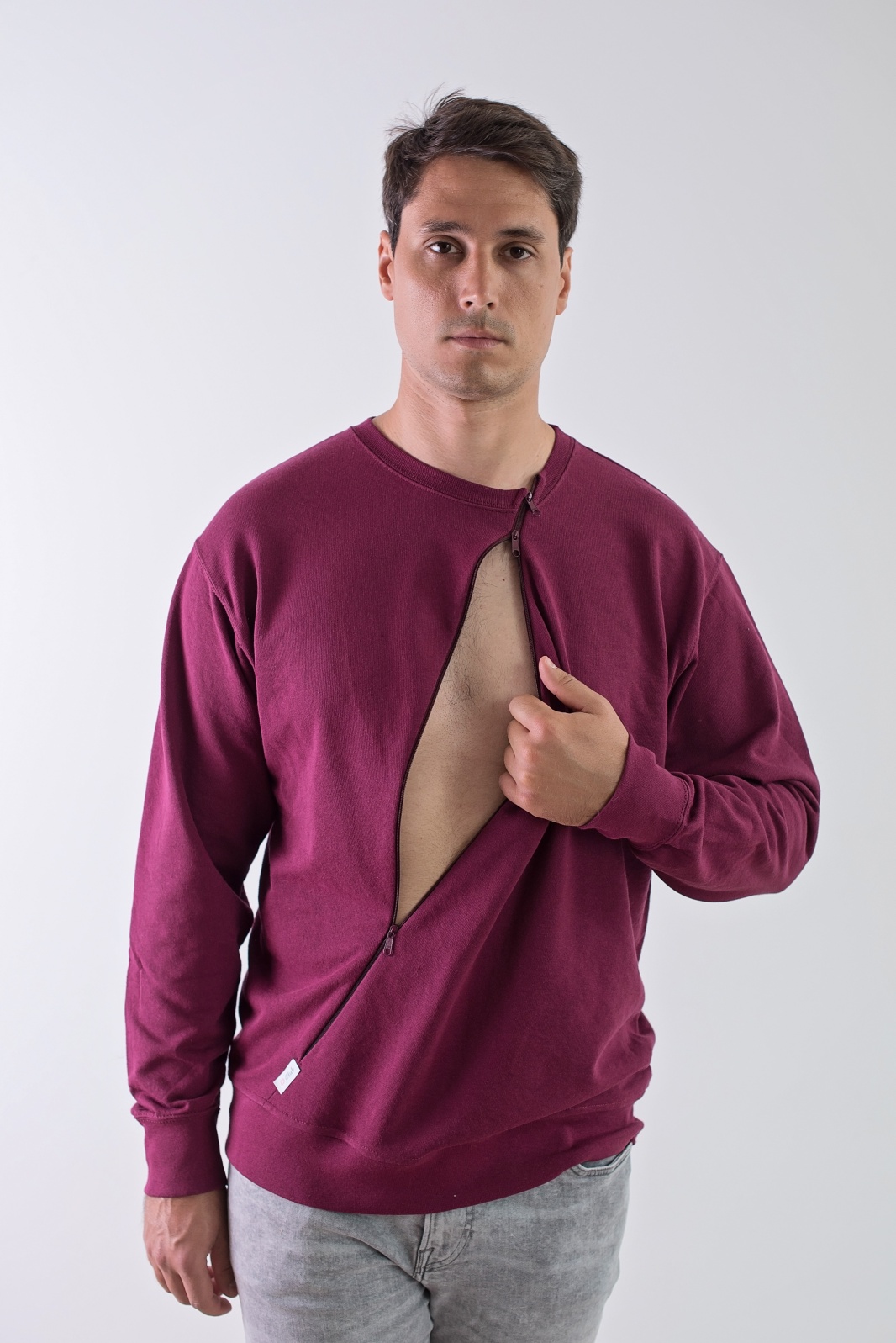 Bluza męska dla osób z cewnikiem - Burgund