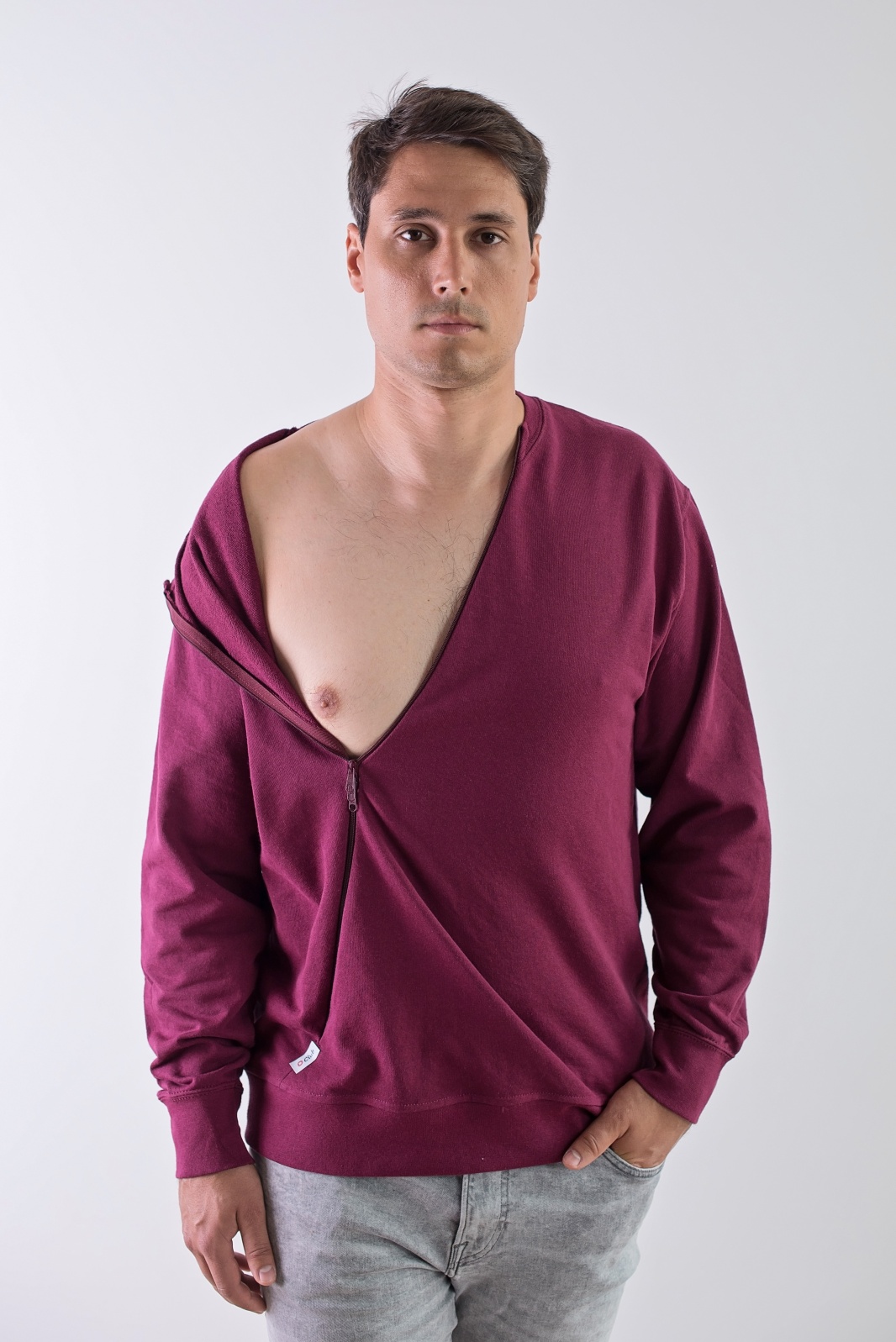Bluza męska dla osób z cewnikiem - Burgund